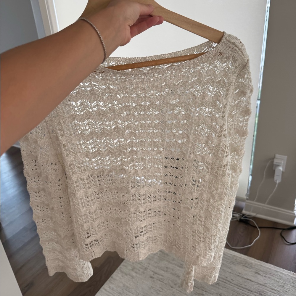 Zara Cream Textured Knit Sweater